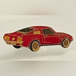 Ford Mustang Red Fastback Car Hat Enamel Lapel Cloisonné Pin Vintage